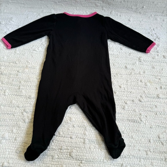 baby girl infant skeleton onesie PJ footed black hot pink heart 3-6mo 100%cotton - Picture 5 of 6